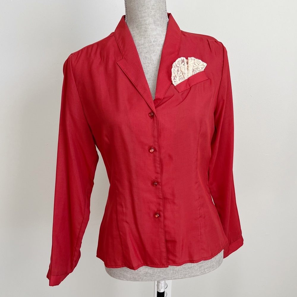 Vintage 70s Blouse The Branch Div of Joshua Tree Rust Button Down Top Small